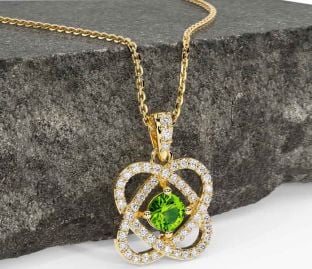 Diamant Peridot Gull Celtic Halskjede