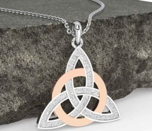 Rose Gold Silver Celtic Trinity Knot Necklace
