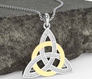 Gold Silver Celtic Trinity Knot Necklace
