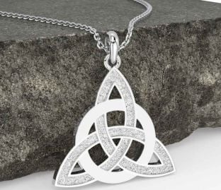 White Gold Celtic Trinity Knot Necklace