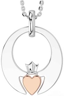 White Rose Gold Claddagh Necklace