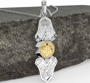 Diamond Gold Silver Celtic Warrior Necklace