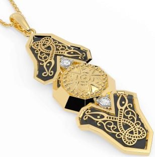 Diamond Gold Silver Black Rhodium Celtic Warrior Necklace
