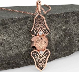 Diamond Rose Gold Black Rhodium Celtic Warrior Necklace