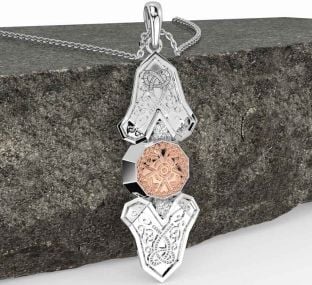 Diamond Rose Gold Silver Celtic Warrior Necklace