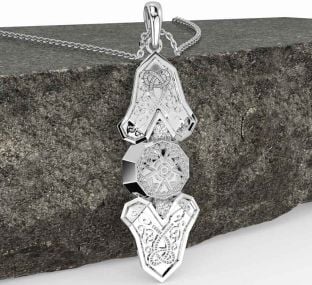 Diamant Vit Guld Keltiskt Krigare Halsband