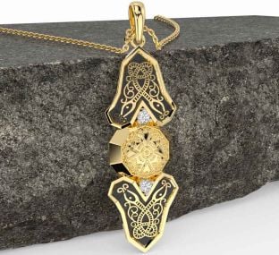 Diamond Gold Black Rhodium Celtic Warrior Necklace