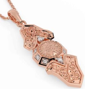 Diamond Rose Gold Silver Celtic Warrior Necklace