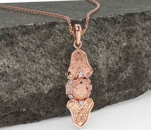Diamond Rose Gold Silver Celtic Warrior Necklace