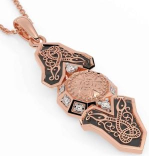 Diamond Rose Gold Silver Black Rhodium Celtic Warrior Necklace