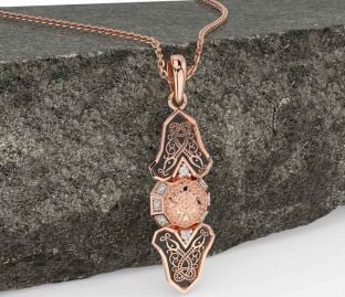 Diamond Rose Gold Silver Black Rhodium Celtic Warrior Necklace