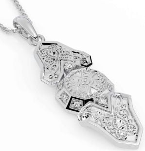 Diamond Silver Celtic Warrior Necklace