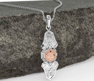 Diamond Rose Gold Silver Celtic Warrior Necklace