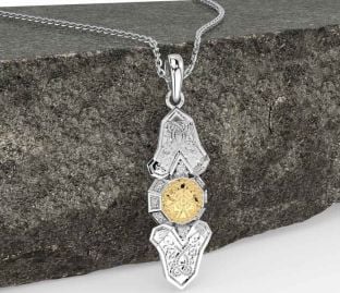 Diamond Gold Silver Celtic Warrior Necklace