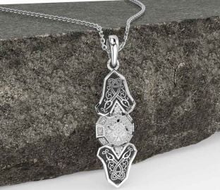 Diamant Vit Guld Svart Rodium Keltiskt Krigare Halsband