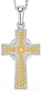 Gold Silver Celtic Cross Necklace