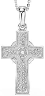 White Gold Celtic Cross Necklace