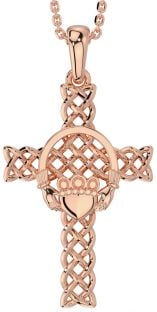 Rose Gold Claddagh Celtic Cross Necklace