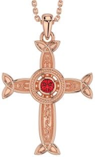 Ruby Rose Gold Silver Celtic Cross Necklace