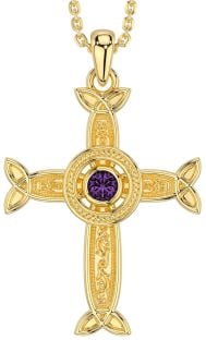 Alexandrite Gold Silver Celtic Cross Necklace