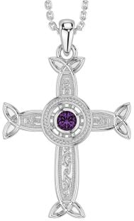 Alexandrite White Gold Celtic Cross Necklace