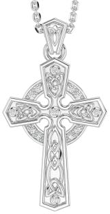 Diamond Silver Celtic Cross Necklace