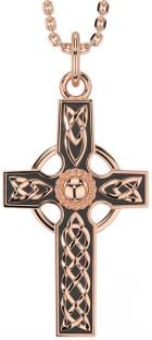 Rose Gold Silver Black Rhodium Celtic Cross Necklace