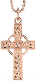 Rose Gold Silver Celtic Cross Necklace