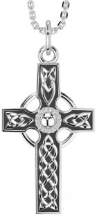 Silver Black Rhodium Celtic Cross Necklace