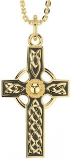 Gold Black Rhodium Celtic Cross Necklace