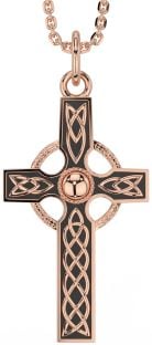 Rose Gold Silver Black Rhodium Celtic Cross Necklace