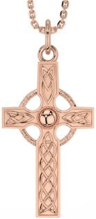 Rose Gold Silver Celtic Cross Necklace