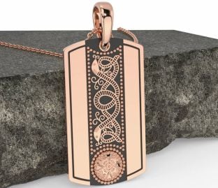 Herren Rose Gold Schwarz Rhodium Hund Etikett keltisch Krieger Halskette