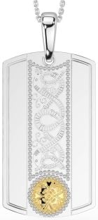 Men's Gold Silver Dog Tag Celtic Warrior Necklace