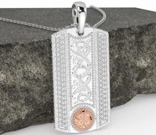 Uomo Diamante Rosa Oro Argento Cane Etichetta celtico Guerriero Collana