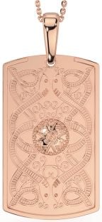 Men's Rose Gold Silver Dog Tag Celtic Warrior Necklace