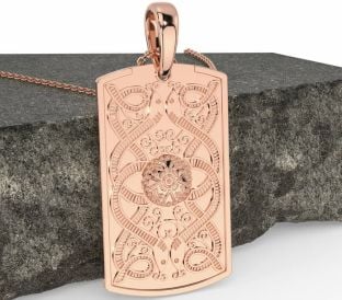 Men's Rose Gold Silver Dog Tag Celtic Warrior Necklace