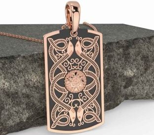 Herren Rose Gold Schwarz Rhodium Hund Etikett keltisch Krieger Halskette