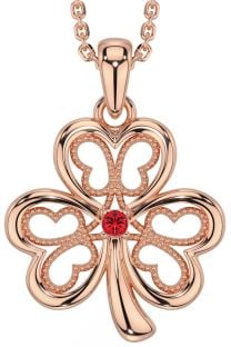 Ruby Rose Gold Silver Shamrock Necklace