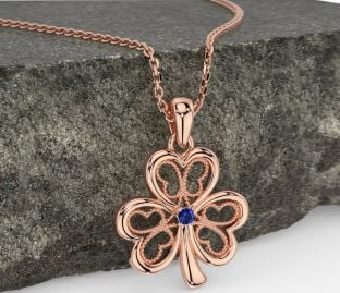 Safir Reste sig Guld Silver Vitklöver Halsband