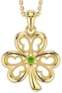 Peridot Gold Silver Shamrock Necklace