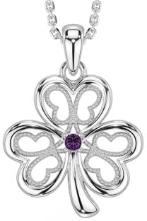 Alexandrite Silver Shamrock Necklace