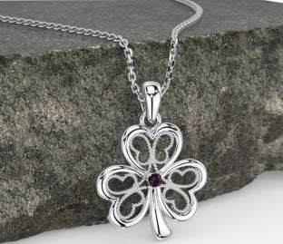 Alexandrite Silver Shamrock Necklace