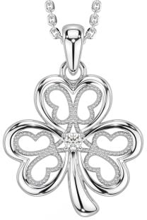 Diamond Silver Shamrock Necklace