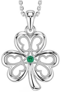 Emerald Silver Shamrock Necklace