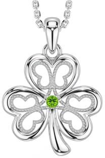 Peridot Silver Shamrock Necklace