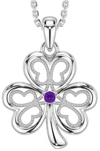 Amethyst White Gold Shamrock Necklace