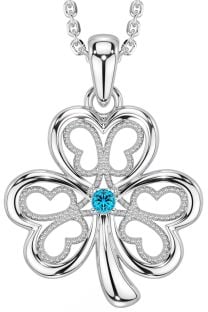 Topaz White Gold Shamrock Necklace