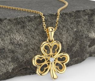 Diamond Gold Shamrock Necklace