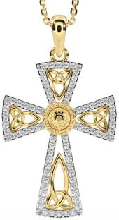 Diamond Gold Celtic Cross Trinity Knot Necklace